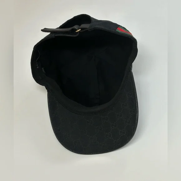 Gucci Original Men’s Canvas Hat With Web|XXL Strap Back Adjustable Cap|Black - Picture 8 of 9